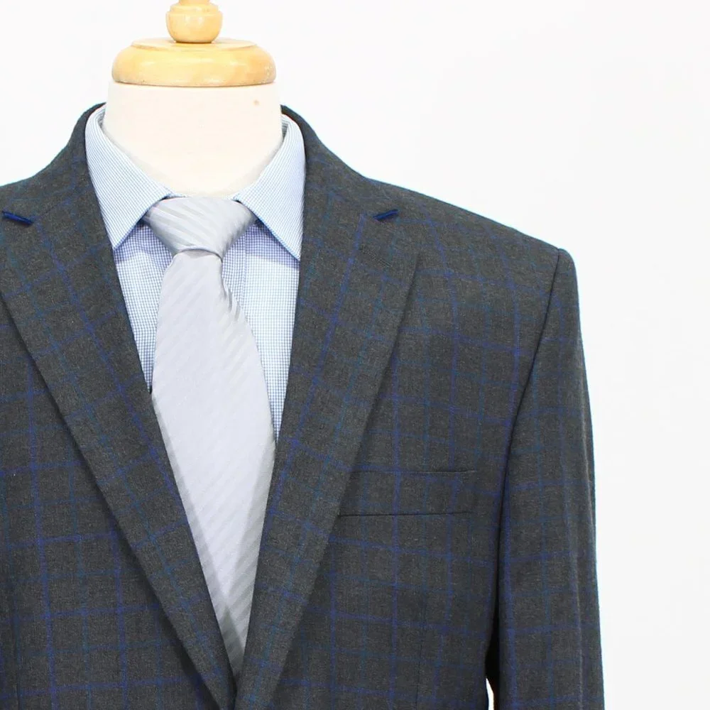Alan Flusser 42L Gray Check 2-Button Sport Coat Blazer Jacket B490